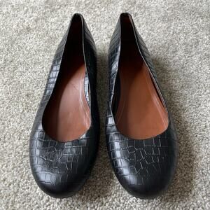 Vionic Leather Ballet Flats Arch Support Slip On Shoes US 11 Black Croc Hannah